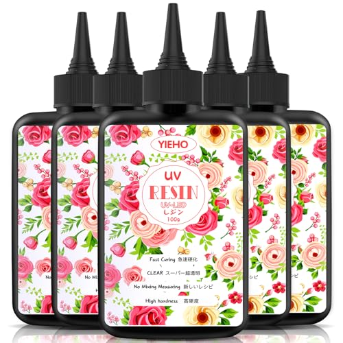 YIEHO 500g UV Harz klar, UV Resin hart, kristallklares Transparent Solar Schnellhärtende Kleber Epoxidharz für Schmuck Herstellung DIY Handwerk