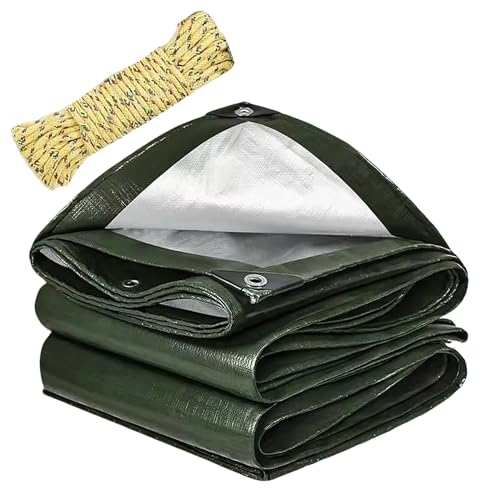 Lona impermeable exterior de PE verde plata 1.5x7m toldo reforzado 220g/m² 2