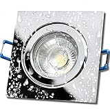✅ Aussenabmessung: 90 x 90mm | Runder Lochausschnitt: 60 bis 68mm | Aufbauhöhe: 4mm | Einbautiefe: 55mm | Material: Aluminium, Glas | Schutzart: IP44 - Schutz gegen allseitiges Spritzwasser | Schutzklasse: III | Zur Montage im Spritzwasserbereich, zB. direkt über der Dusche geeignet. | Zum Betrieb wird ein LED Trafo benötigt.