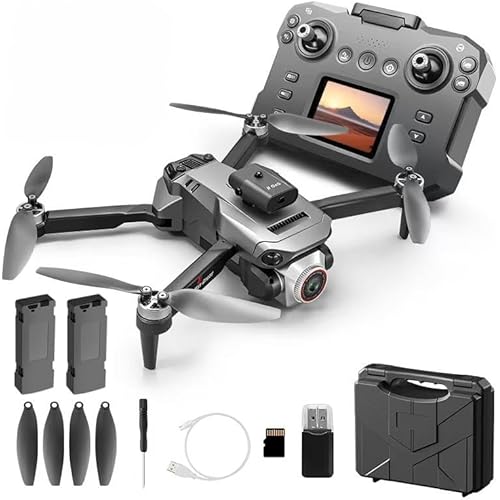 RC Drone with Screen Display Remote Control, 1080P Dual Camera, Speed Adjustment, Altitude Hold, One-Key Takeoff, 3D Flips, 2 Batteries, Hovering, Brushless Motor, APP Control, Plane Copter, LED Lights, Adult Beginners FPV Hobby Quadcopter Airplane Helicopter
