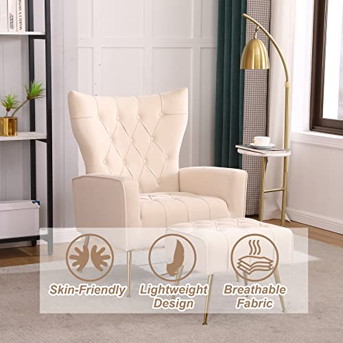 Sillón plegable tela velvet Beige miniatura 5