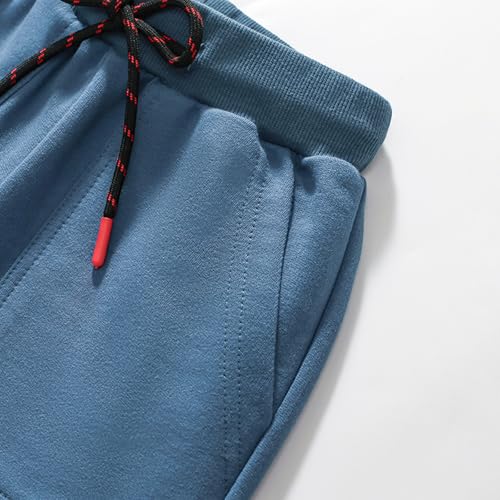 Image of HILEELANG Toddler Boy Summer Short Clothes Sets Cotton Crewneck Tees Shorts Pocket Adjustable Knite Shorts Playwear Sets