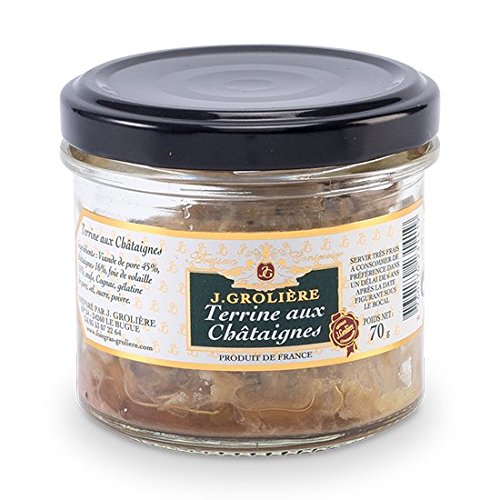 Foie Gras Groliere - Terrine De Canard Au Châtaignes - Bocal de 70g, Fabrication Artisanale - Arôme Châtaigne - Conserve Cover