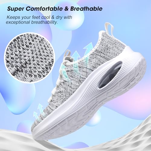 Image of Wide Toe Box Shoes Women Extra Wide Width Sneakers Air Cushion Road Running Shoes Ultra Light Tennis Gym Workout Training Shoes Breathable Walking Shoes with Arch Support