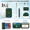 SHIELDON Strong Magnetic Wallet for Magsafe, Genuine Leather Adjustable Stand 6 Card Holders Quick Access ID Window, Mag Wallet Compatible with iPhone 17/16/15/14/13/12 Series Women Men - Evergreen