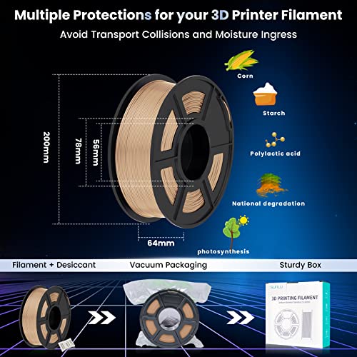 Sunlu AWCA--PLA+-WD-1KG 3D Printer Filament Pla Plus 1.75Mm, Sunlu Neatly Wound Pla Filament 1.75Mm Pro, Pla+ Filament For Most Fdm 3D Printer, Dimensional Accuracy +/- 0.02 Mm, 1 Kg Spool(2.2Lbs), Wood thumb #6