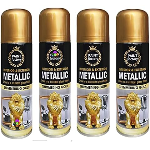 YSAMAX 4 x Metallic Gold Spray Paint 250 ML Multipurpose Use Spray for Metal, Wooden Furniture, Interior & Exterior Decoration Cover