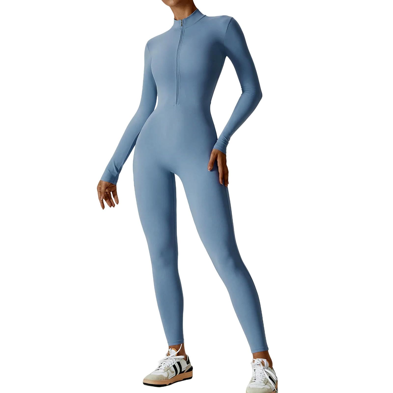 WANGSHUO Legginsy dla kobiet Uk Kombinezony damskie Jednoczęściowe Zipper Długi rękaw Zestaw do jogi Siłownia Push Up Odzież do ćwiczeń Fitness Body Sportswear Tracksuit Tracksuit Tracksuit
