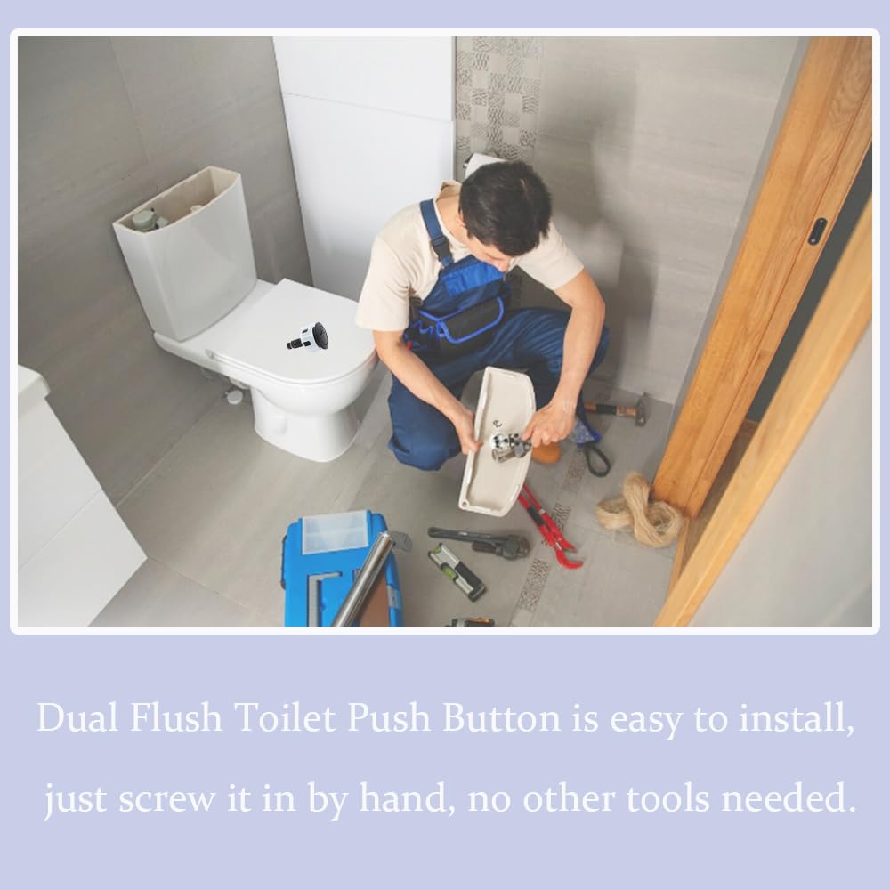 Toilet Flush Buttons Replacement Compatible Toilet Cistern Flush Parts Dual Flush Toilet Push Button (Black) - Image 4