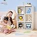 Imagen de ZONEKIZ Estantería para Juguetes Infantil Librería para Niños con 6 Compartimientos de Almacenaje y 3 Cajones de Tela no Tejida 61