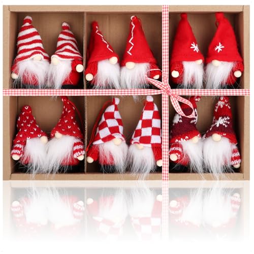 Schöner Christbaumschmuck 24 com-four® 12x Premium Weihnachtsbaum-Anhänger Wichtel -...