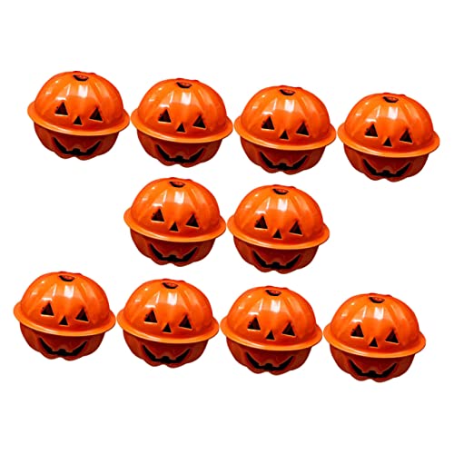 Cabilock 10Pcs Pumpkin Shape Jingle Bell Pendants Unique Halloween Party Decorations for Crafts Material Enhance Festive Atmosphere for Halloween Celebrations