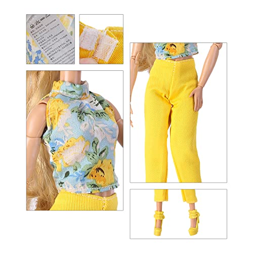 E-Ting Lot 10 Items = 5 Sets Doll Clothes Casual Wear Outfit Tops + Pants With 5 Pair Shoes Accessories For 11.5 Inch Girl Doll (Style C) #TOP3