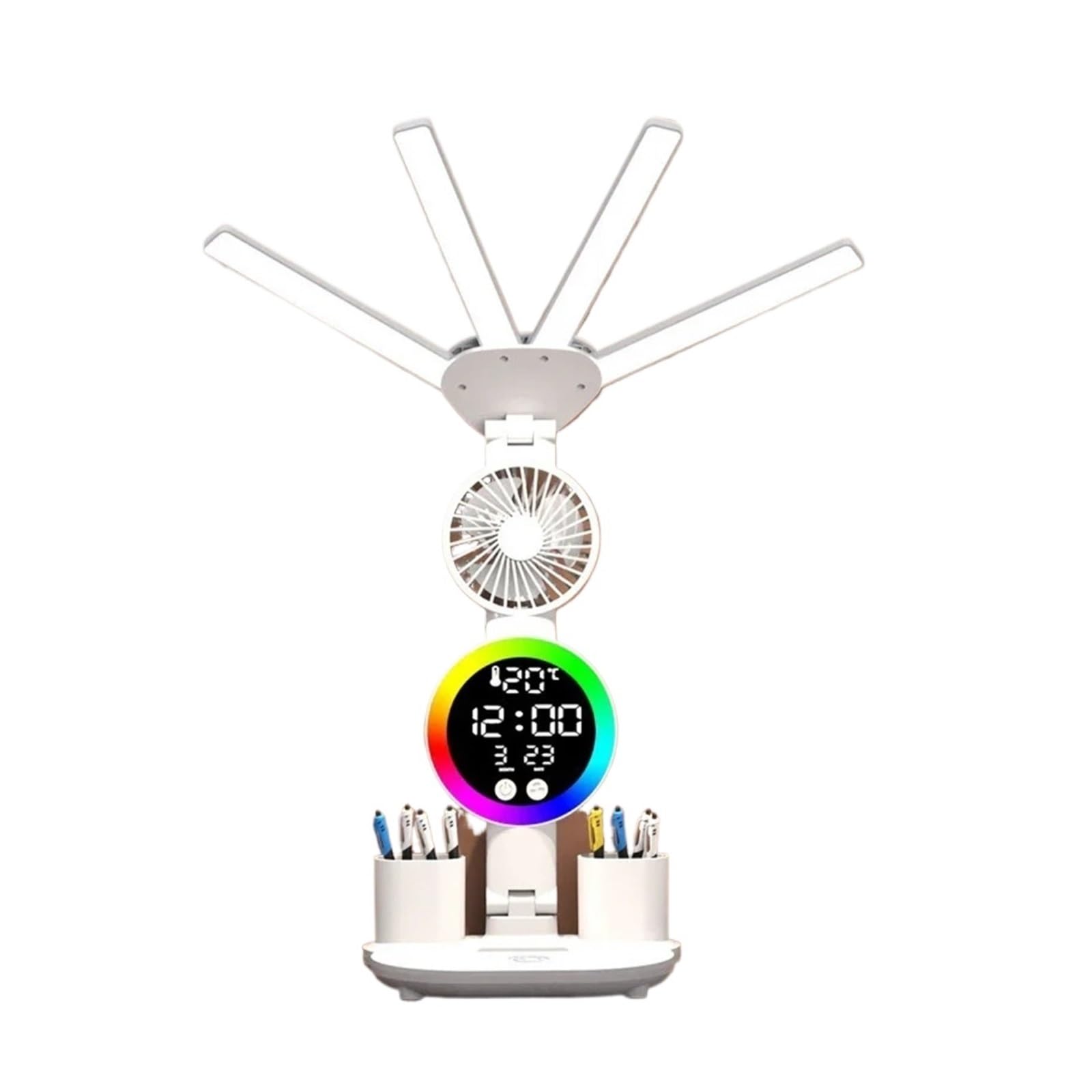 CKAFZMYJQBT Rechargeable Table Lamp for Study, Desk Lamp Reading Light Led Table Light with Fan, Led Clock Dispaly Reading Lamp