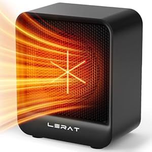 Electric Space Heater, Small Heater for Indoor Use, 500 Watts High Output & 2 Speeds, Mini Personal Heater for Office Desk Camping, Black