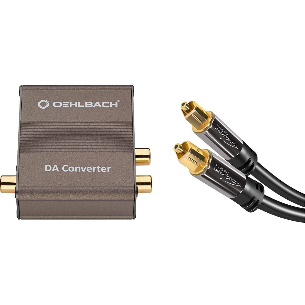 Oehlbach DA Converter - Convertisseur Audio numérique/analogique - Coaxial/Optique, R-L/Jack & KabelDirekt – 0,5m câble audio numérique optique/câble TOSLINK PRO Series
