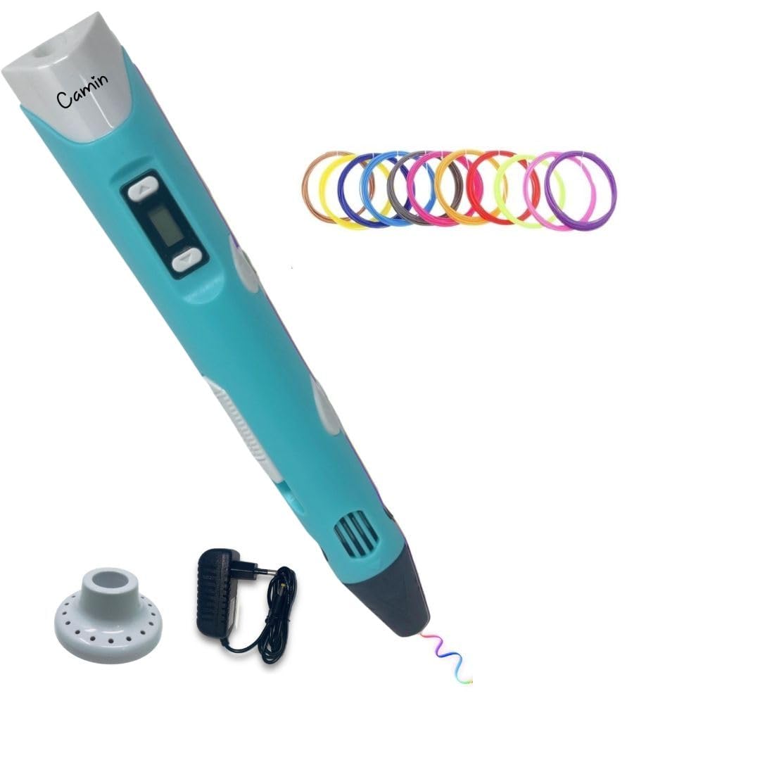 trocshop Trocshop3D Pen for Kids | 3D Pen with Adapter & 10 PLA 5 mtr (Blue)-picture-21