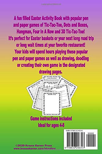 Easter Activity Book For Kids: Workbook Games For Kids Ages 4-8 For Learning, Tic Tac Toe, 3D Tic Tac Toe, Hangman, Four In A Row, Dots And Boxes and Doodling Pages (Easter Bunny) image 2