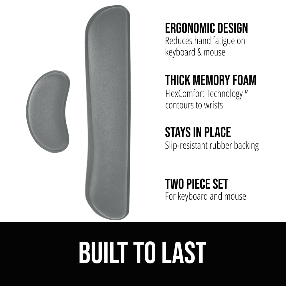 Gorilla Grip Poggiapolsi in memory foam in gel setoso, per tastiera del computer, mouse, design ergonomico per digitare senza dolore, supporto per mano e braccio, poggia mouse resistente alle macchie,