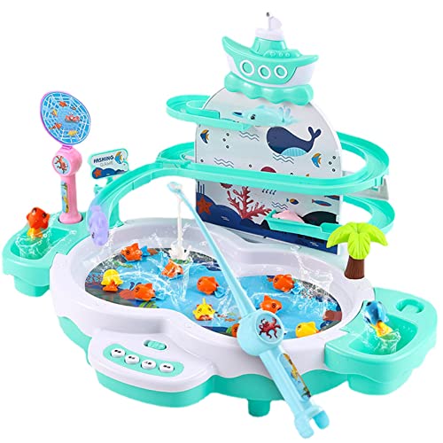 Peixe Magnético Jogo | Brinquedos magnéticos da criança do jogo da pesca | Prancha giratória com mús
