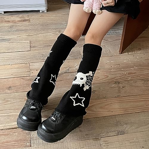 Image of WODECASA Girls Kawaii Leg Warmers Knitted Flared Leg Sleeves Goth Crochet Baggy Cuff Ankle Heap Socks