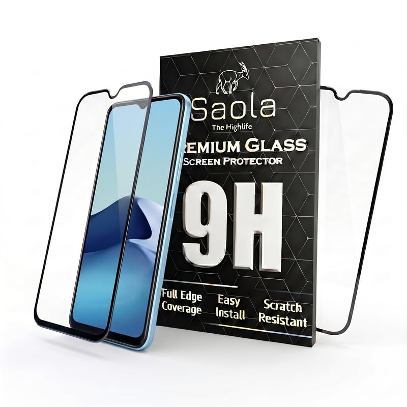 Image of Saola HD+ Oleophobic Tempered Glass Screen Protector For Vivo Y20A (Pack Of 2) with Free Installation Kit. Full screen Coverage - 6.51 inch