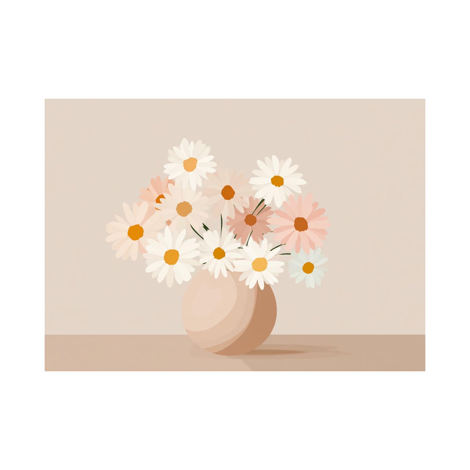 ZAMAEIU Semplice arte botanica Stampe su Canvas Margherite fresche per Camera da Letto Agriturismo Soggiorno Bagno(Bianco)-80x120cm Non incorniciato