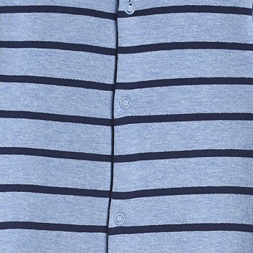 Image of miniklub Infant Boys Blue & Black Striped Pure Cotton Sleepsuit