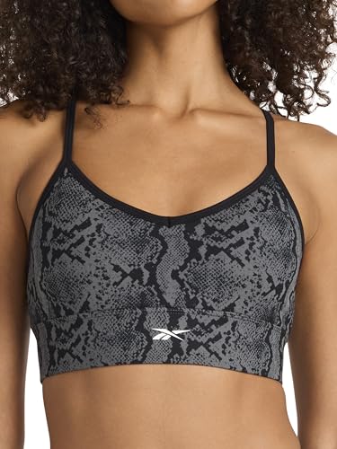Reebok(リーボック) スポーツブラ Id Train Snake Print Bra, Slim Fit, Lightweight Stretch Poly Motion Interlock Fabric, Moisture-wicking レディース