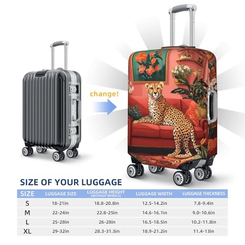 Floral Cheetah Cozy Room Travel Luggage Covers - Elasticity Suitcase Covers Protector for Luggage 18-32 Inch2
