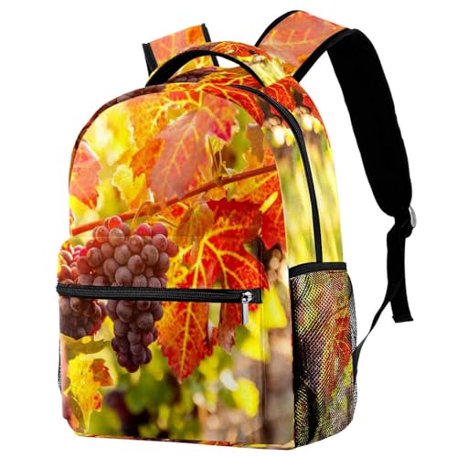 Mochila escolar de uvas de otoño y vides de 40cm para adolescentes y viaje