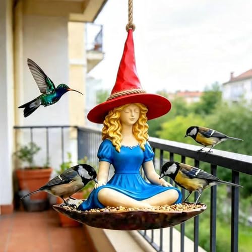 Mangeoire pour oiseaux d'extérieur et statue de jardin en résine mignon