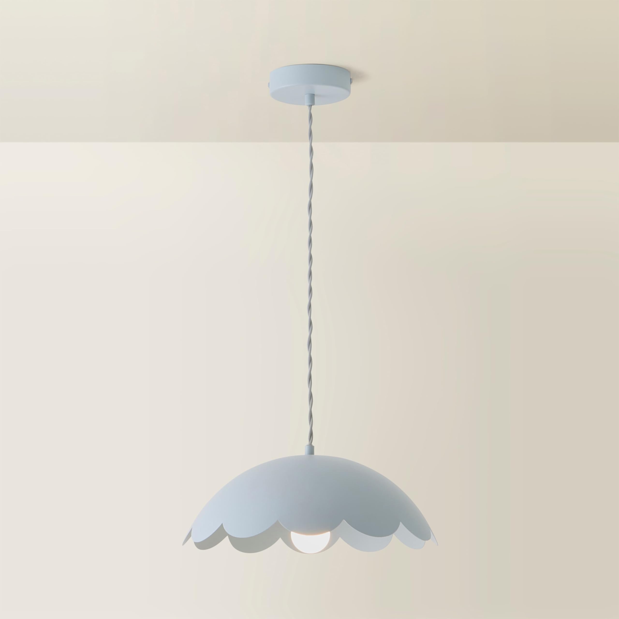 ValueLights - Pendant Light - Scallop Shade - Powder Blue - 12 inch