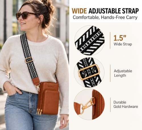 Image of Crossbody Cellphone Purse Women Touch Screen Bag RFID Blocking Wallet Handbag Shoulder Strap