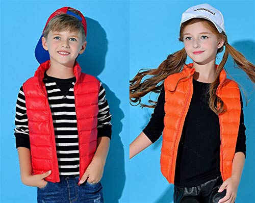 Sk Studio Boys Girls Lightweight Down Vest Winter Sleeveless Puffer Jacket For Kid Red, 9-10 Years #TOP1