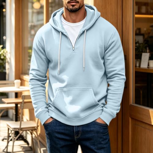 Winter Hoodie for Men Quarter Zip Long Sleeve Fleece Sweatshirt with Pocket - image 3