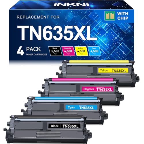 Image of InkNI TN635XL MFC-L8930CDW Toner Compatible for Brother TN635XL TN635 XL TN-635XL Toner Cartridges Work for MFC-L8730CDW HL-L8430CDW HL-L8430CDWT HL-L8570CDW MFC-L8970CDW MFC-EX575 Printer Ink 4 Pack