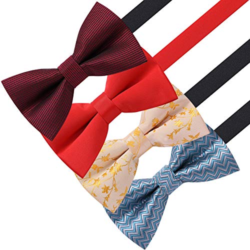 Image of AUSKY 8 PACKS Elegant Adjustable Pre-tied Bow Ties for Men Boys (1&4&5&6&8 Pack for option)