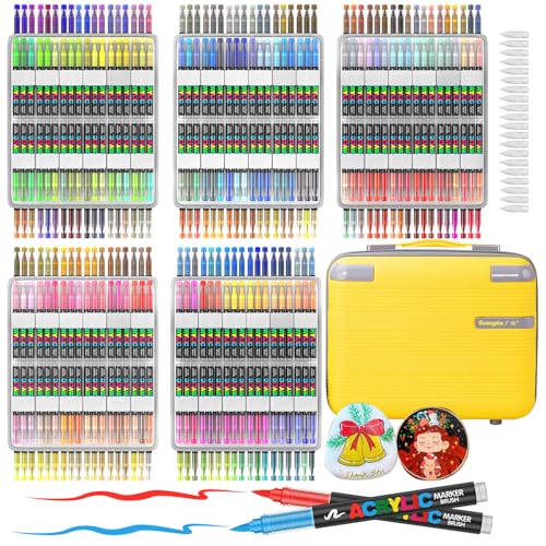 Amamao 360 Colors Acrylic Paint Markers, Soft Brush Tip Pens and Markers, Acrylic Paint Pens for Wood, Stone, Canvas, Glass, Fabric, Egg, Rock Painting and DIY Crafts Art Supplies (360 BOX)
