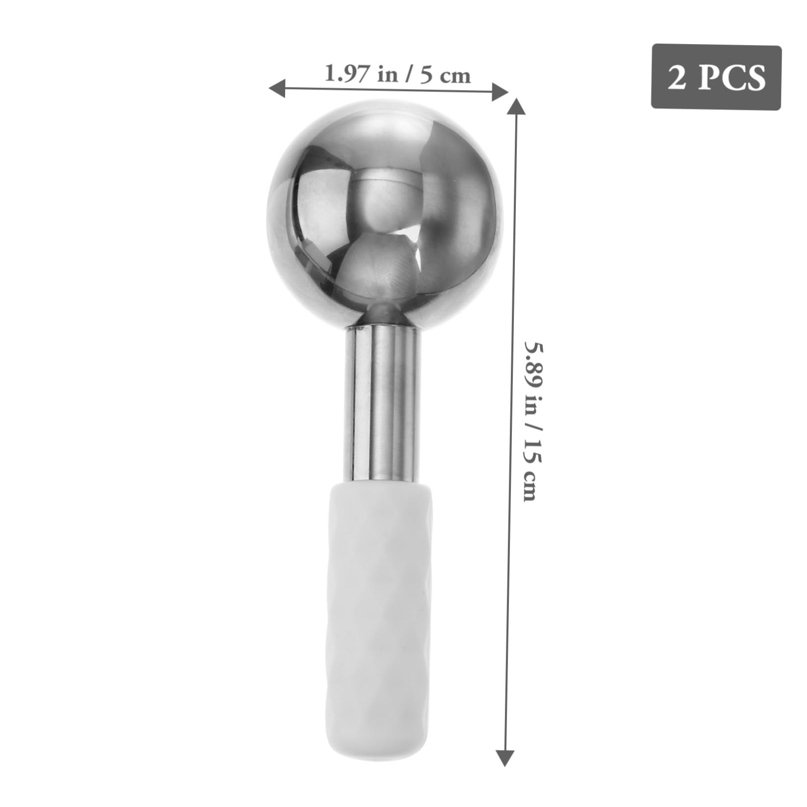 Veemoon Masajeador De Hielo Facial 2 Unidades Acero Inoxidable Masaje Refrescante Para Rostro Mujer Cuidado Diario Piel Sensible Cuello Ojos