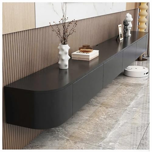 Image of Floating TV Stand Wall Mounted - Wall Entertainment Center with Flip-Down Doors & Drawers, Modern Hanging TV Shelf for Living Room, Media Console for 65 /75 80 Inch TVs (Black, 47.2IN /120CM)