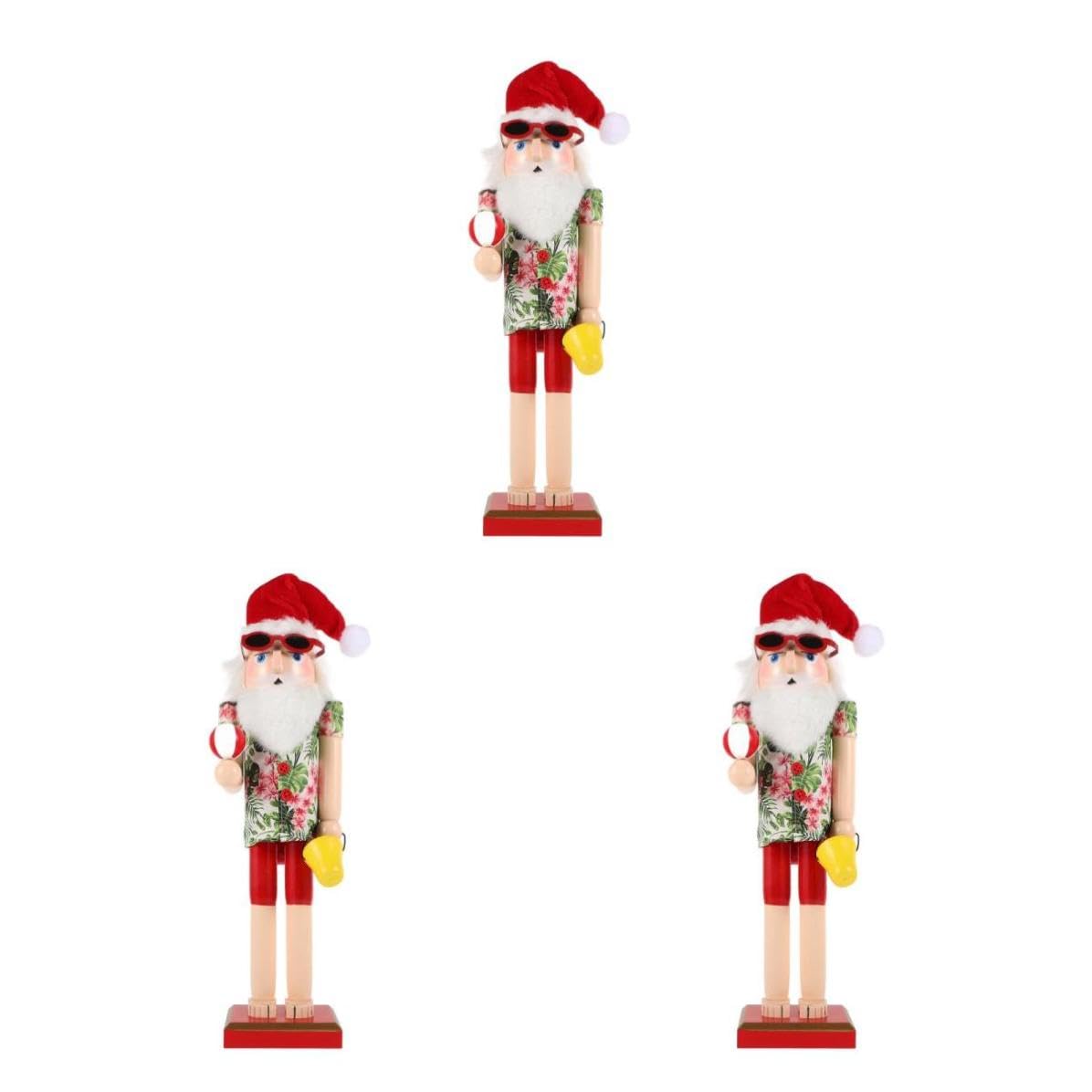 Beaupretty 3 Piezas Cascanueces de Madera de Papá Noel, Figura Navideña