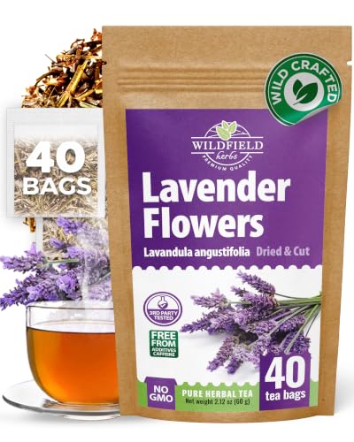 40 Bags Lavender Herb Lavender Buds Herbal Tea (Lavandula Angustifolia) - 40 Count 1.5g Bags Flowers Dried Tea Flores De Lavanda