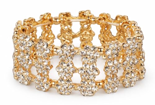 Image of Touchstone Indian Bollywood Desire Brass Base Exotic Workmanship Free Size Cuff Bracelet in Antique Gold Or White Or Copper Tone for Women.