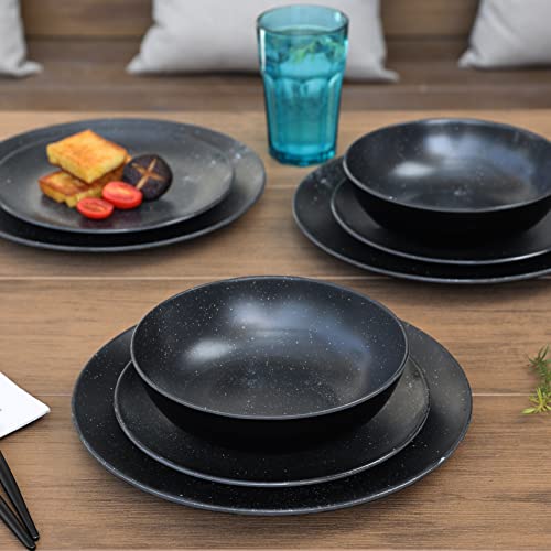 Dishwasher Safe Melamine Dinnerware Set-Bpa Free 12Pcs Melamine Plates And Bowls For Indoor&Outdoor,Warming Gift For Housewarming/Anniversary/Birthdays (Nebula) #TOP4