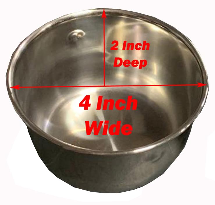 Two of 4-Inch No Rust Stainless Feeder Seed Water Food Replacement Cups for Bird Parrot Cage