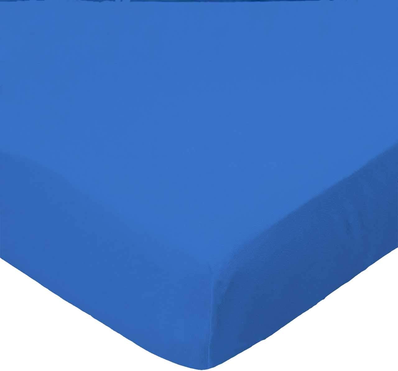 SheetWorld 100% Cotton Percale Crib Sheet Set 28 x 52, Royal Blue Woven, Inlcudes 1 Fitted, 1 Flat, 1 Toddler Pillow Case, Made in USA