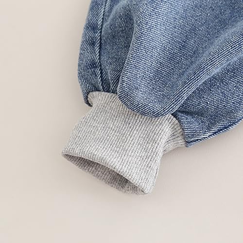 Boys Athletic Outfits Toddler Kids Color Block Crewneck Long Sleeve Sweatshirt + Elastic Waist Joggers Jeans with Pockets4