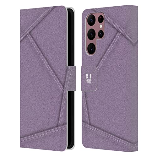 Protection Samsung Galaxy S22 Ultra 5G étui portefeuille cuir motif patchwork denim violet