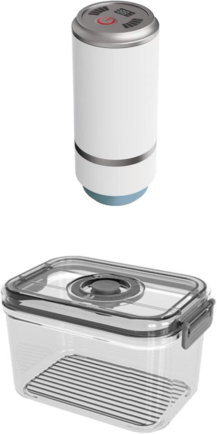 Electric Pump Vacuum Food Storage Container 1600ml - One-Touch Vacuum Sealer for Freshness, Airtess Leakproof Bread Keeper, BPA-Free PC Material, Microwave Freezer Safe (-20°C to 100°C)